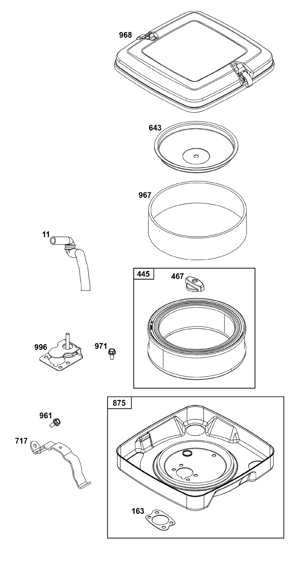Air Cleaner Group Diagram and Parts List for 295347-1275-G1  Briggs and Stratton Engine